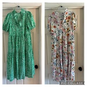 LOT OF TWO Crown and Ivy ruffle neck dresses in XL